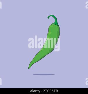Fresh Green Spicy Chilli Vector Vegetable Illustration Icon Stock Vector