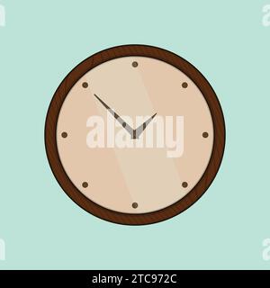 Flat Vector Wooden Clock Illustration Vector Icon Stock Vector