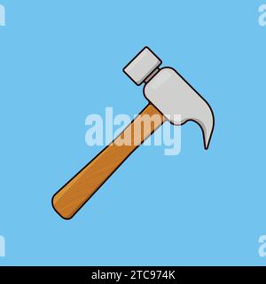 Flat Hammer Illustration Icon Vector Construction Tool Hammer Icon Stock Vector