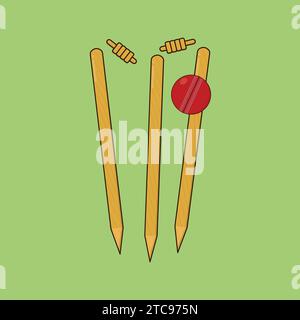 Cricket Wicket Stumps Illustration Icon Vector Cricket game Stock Vector