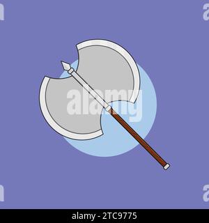 Flat Double-sided Axe Weapon Illustration Vector Icon Stock Vector