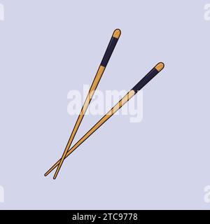 Flat Japanese Chopstick Vector Illustration Icon Food Chopsticks Stock Vector