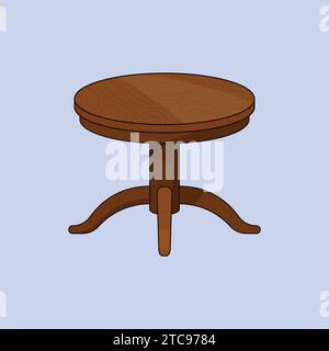 Round Wooden Table Vector Icon Illustration Vector Furniture Vector Home Decor Stock Vector