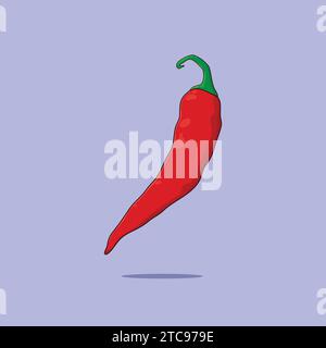 Fresh Red Spicy Chilli Vector Vegetable Illustration Icon Stock Vector
