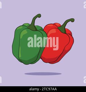 Fresh Bell Papper Vegetable Capsicum Illustration Vector Icon meal Stock Vector