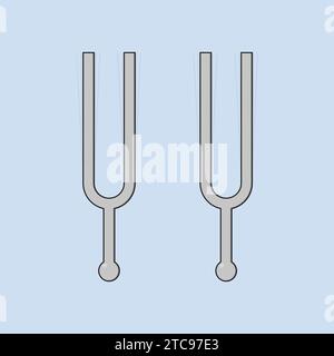 Flat Tunning Fork Vector Illustration Physics experiment Icon Vibration Fork Stock Vector
