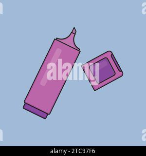 Flat Pink Highlighter Icon Vector Illustration Stock Vector