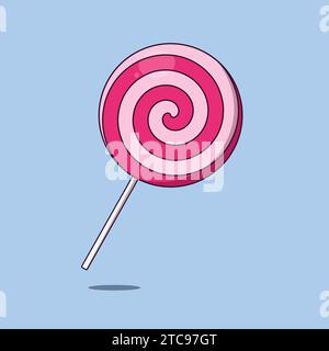 Pink Strawberry Lollipop Vector Illustration Icon Sweet Candy Stock Vector