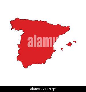 Flat Map of Spain Vector Icon Illustration Spain Map Stock Vector