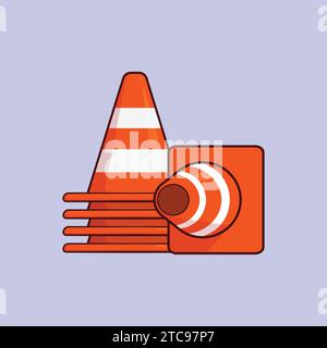 Flat Stack of Construction Barrier Vector Illustration orange barrier blockage Stock Vector