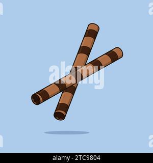 Sweet Chocolate Brown Wafer Stick role icon Vector Illustration Stock Vector
