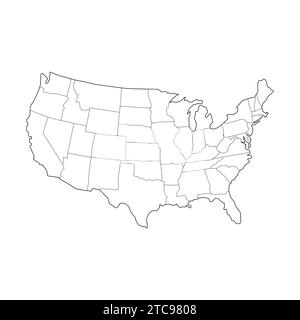 Line Map of United States of America Vector Illustration Icon USA map Stock Vector