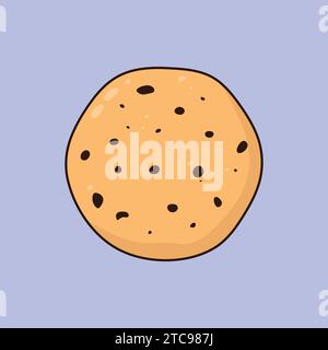 Flat Chocolate White Choco Chips Cookie Icon Vector Illustration Stock Vector