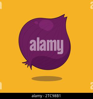Red-Purple Fresh Onion Vector Illustration Icon Stock Vector