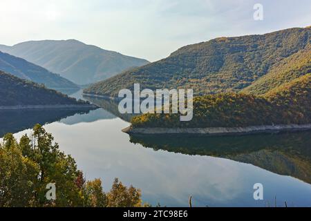Autumn ladscape of Rhodope Mountains near The Vacha (Antonivanovtsi) Reservoir, Plovdiv Region, Bulgaria Stock Photo