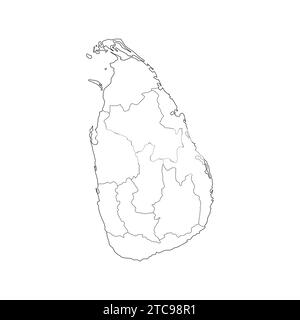 Line Map of Sri Lanka Vector Illustration Sri Lanka Map Stock Vector