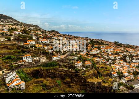 A view from the chair lift across the hillside above the city of Funchal, Madeira Stock Photo