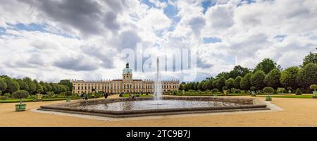 Fountain in elegant French style royal gardens of Charlottenburg palace in Berlin, Germany Stock Photo