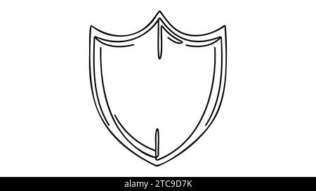 Continuous line drawing of shield. One line drawing background. Vector ...