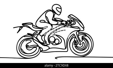 One line drawing of vintage chopper motorcycle. Retro motorbike ...
