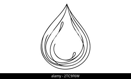 Continuous line drawing of water drop. One line drawing background ...
