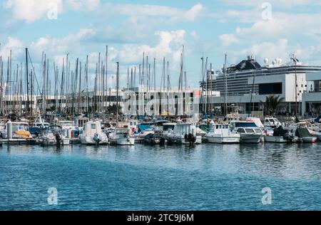 Lanzarote, Spain - November 25, 2023: MSC Seaview at anchor in Lanzarote during a 14 night trip from Brazil to Spain Stock Photo