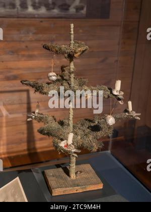 An improvised Christmas tree from WWI (German) in the International Maritime Museum in HafenCity, Hamburg, Germany. Stock Photo