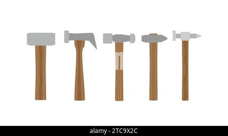 Hammers set symbol icon pack vector editable Stock Vector