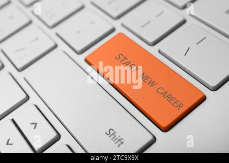 Button with text START NEW CAREER on modern computer keyboard, closeup Stock Photo