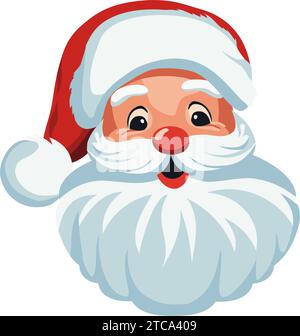 Portrait of santa claus. Head of a cheerful Santa Claus. Traditional character, symbol of Christmas and New Year. Cartoon style. Vector illustration. Stock Vector