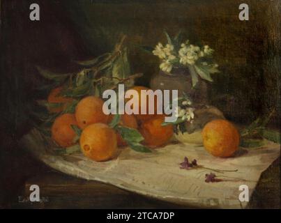 Still life painting with navel oranges by Edith White. Stock Photo