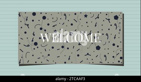 Welcome letter word background banner retro organic shapes confetti abstract texture background. Stock Vector