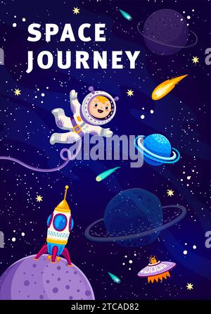 standing spaceman kid cartoon background in vector format Stock Vector ...