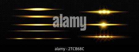 Horizontal golden light stripe with fade effect. Realistic vector ...