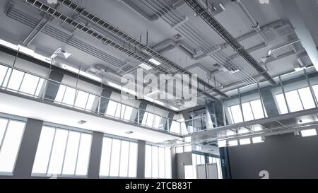 3d rendering laboratory interior or manufacturing factory with machines Stock Photo