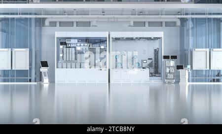 3d rendering laboratory interior or manufacturing factory with machines Stock Photo
