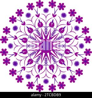 A luxury purple color floral mandala art. Floral colorful mandala decoration pattern. Stock Vector