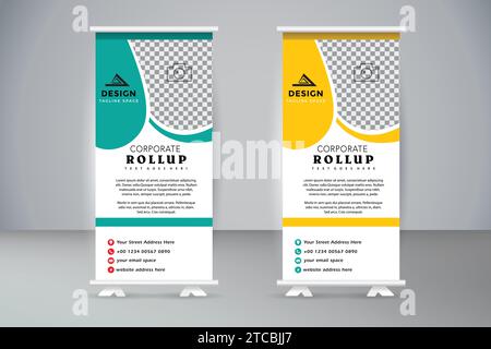 Modern roll up business banner template Stock Vector