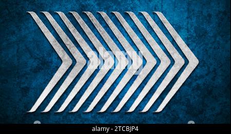 Grey arrows on blue backdrop, abstract grunge technology background. Vector design Stock Vector