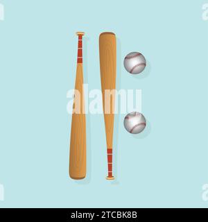 vector icons of baseball bats and balls crossed Stock Vector