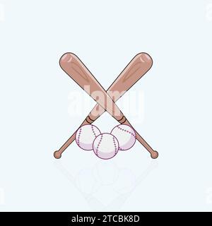 vector icons of baseball bats and balls crossed Stock Vector