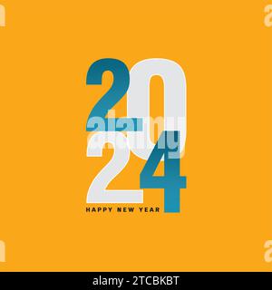 vector happy new year 2024 card holiday with white background Stock Vector