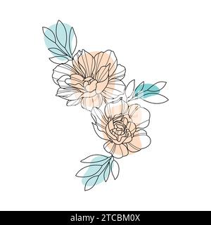 simple flower outline in a vector hand-drawn flat design Stock Vector