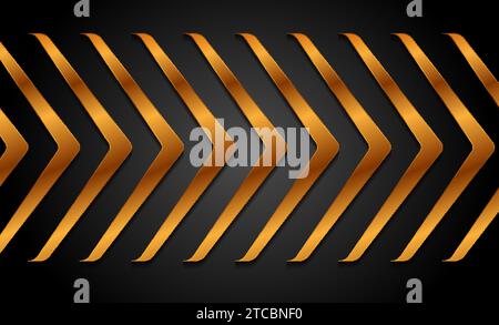 Luxury golden arrows abstract tech geometric background. Vector design Stock Vector