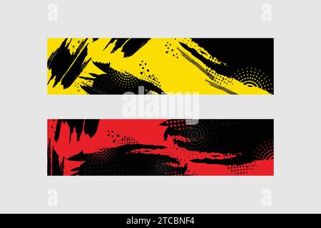 Yellow and red abstract grunge horizontal banner background Stock Vector