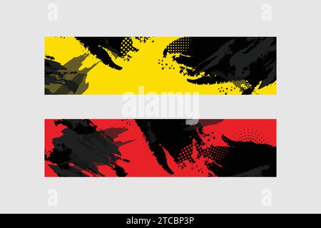 Yellow and red abstract grunge horizontal banner template Stock Vector