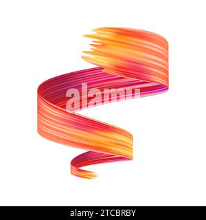 3d Brushstroke multicolor gradient texture brush ribbon isolated on white. abstract colorful wave flow design elements. Vector illustration Stock Vector