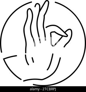 buddha hand gesture mudra line icon vector. buddha hand gesture mudra ...