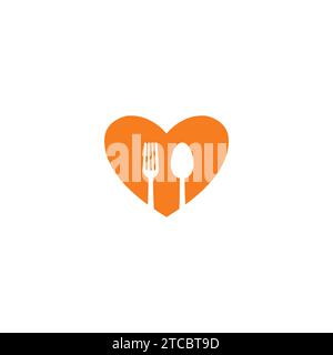 Love Food Logo With Orange Color. Food Icon Stock Vector