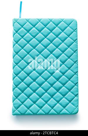 Blue coloured soft leather isolated notepad Stock Photo
